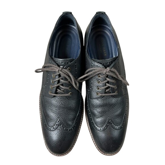 Cole Haan Grand Øs Wing Tip Oxford Shoes  Size 11  Black Leather  Brogue Style - Picture 2 of 10